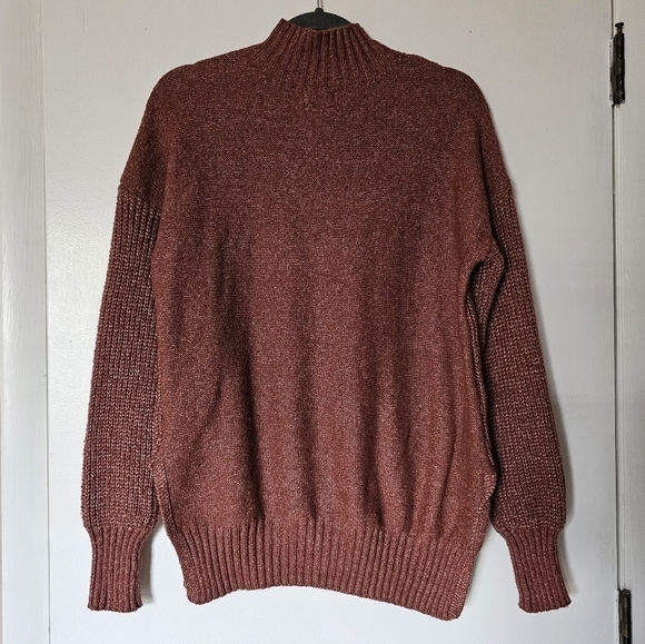 Maurices terracotta mock turtleneck cableknit side-slit sweater Size S - Picture 2 of 8